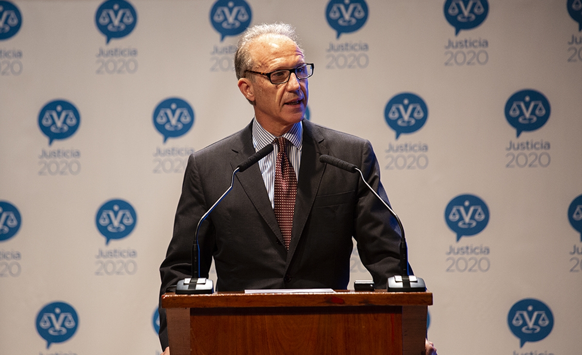 El presidente de la Corte Suprema, Carlos Rosenkrantz, particip de la presentacin de los resultados de Justicia 2020